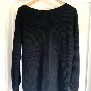 NWT Armani Exchange Wool Blend Soft Black Ribbed Long Sweater in Size MEDIUM